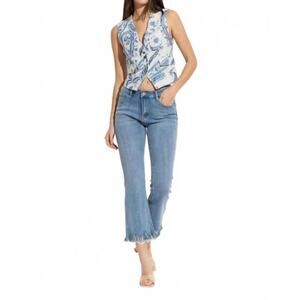 NEW OOLALA paisley linen vest in blue